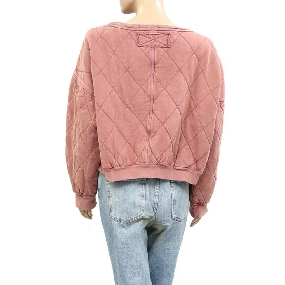 Free People We The Free Mirage Pullover Sweatshirt Top Diamond Quilted S 283932 - Picture 7 of 9